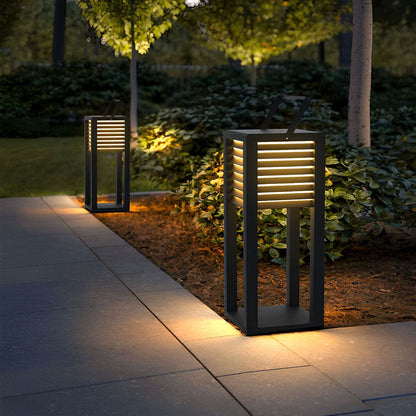 Square Waterproof LED Black Modern Portable Lawn Lamp Outdoor Light