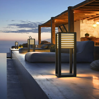 Square Waterproof LED Black Modern Portable Lawn Lamp Outdoor Light