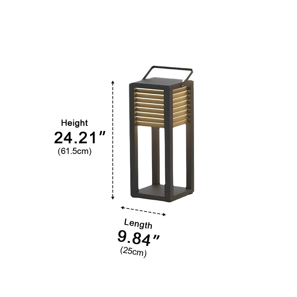 Square Waterproof LED Black Modern Portable Lawn Lamp Outdoor Light
