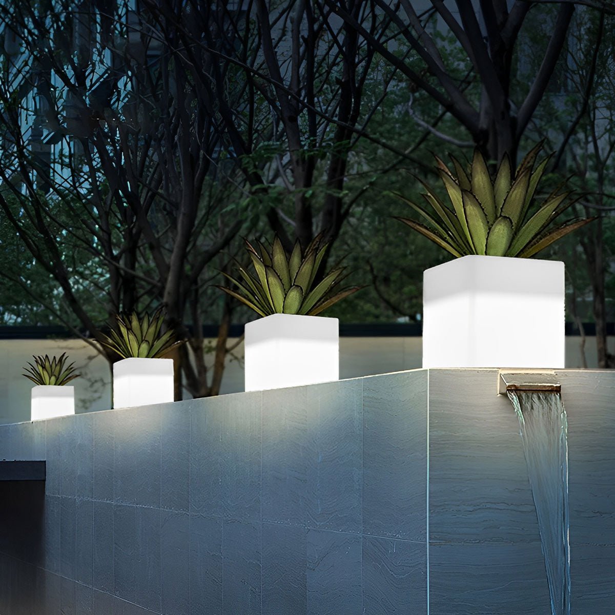 Square Waterproof Multipurpose Garden Lights Solar Flower Pot Lights