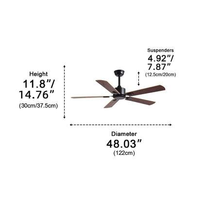 Vintage Wood Grain 6-speed Reverse Frequency Ceiling Fan 5 Blades
