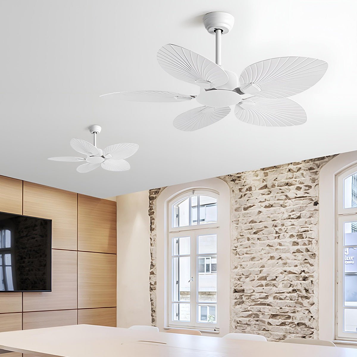 Vintage Imitation Palm Leaf 6-speed Reverse Frequency Ceiling Fan