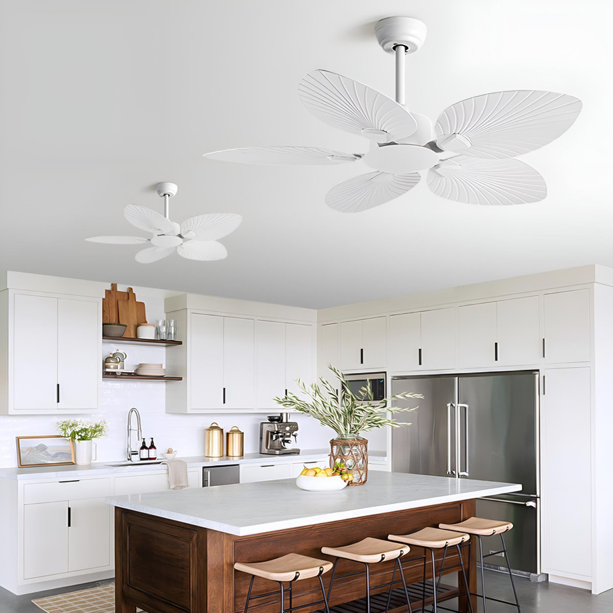 Vintage Imitation Palm Leaf 6-speed Reverse Frequency Ceiling Fan