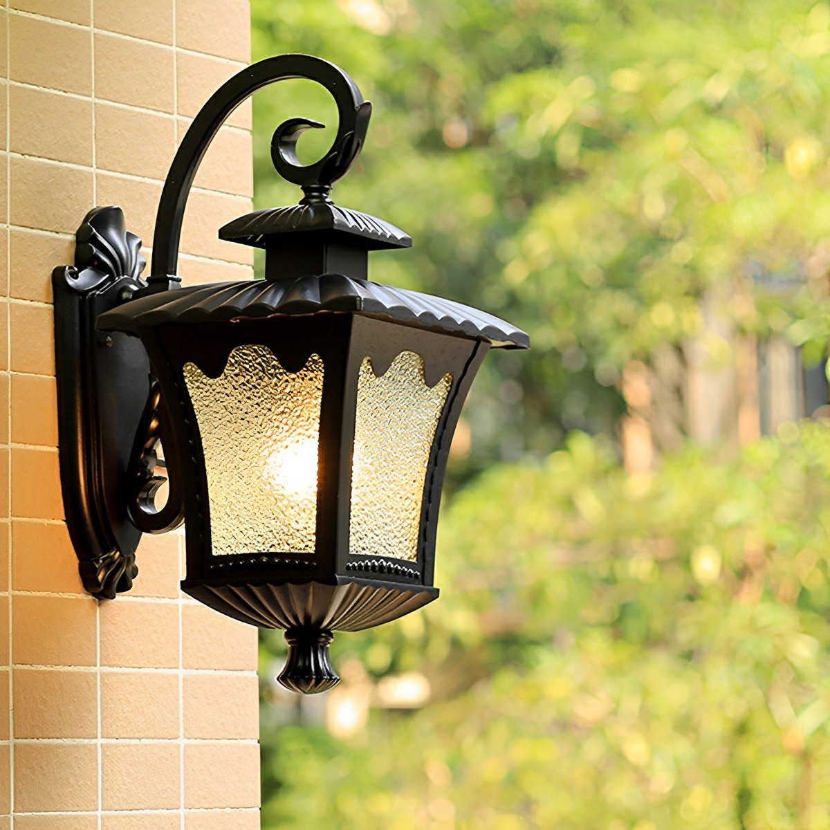 Vintage Rustic Square Water Glass Waterproof Outdoor LED Porch Wall Lights