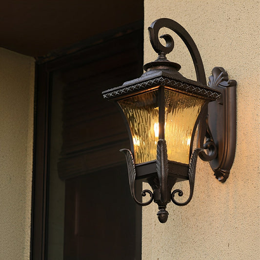 Vintage Square Lantern Waterproof Outdoor LED Porch Light Exterior Wall Lights