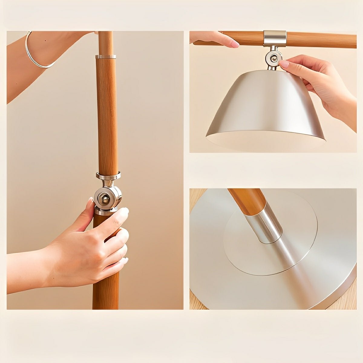 Vintage Wood Adjustable Swing Arm Floor Lamp