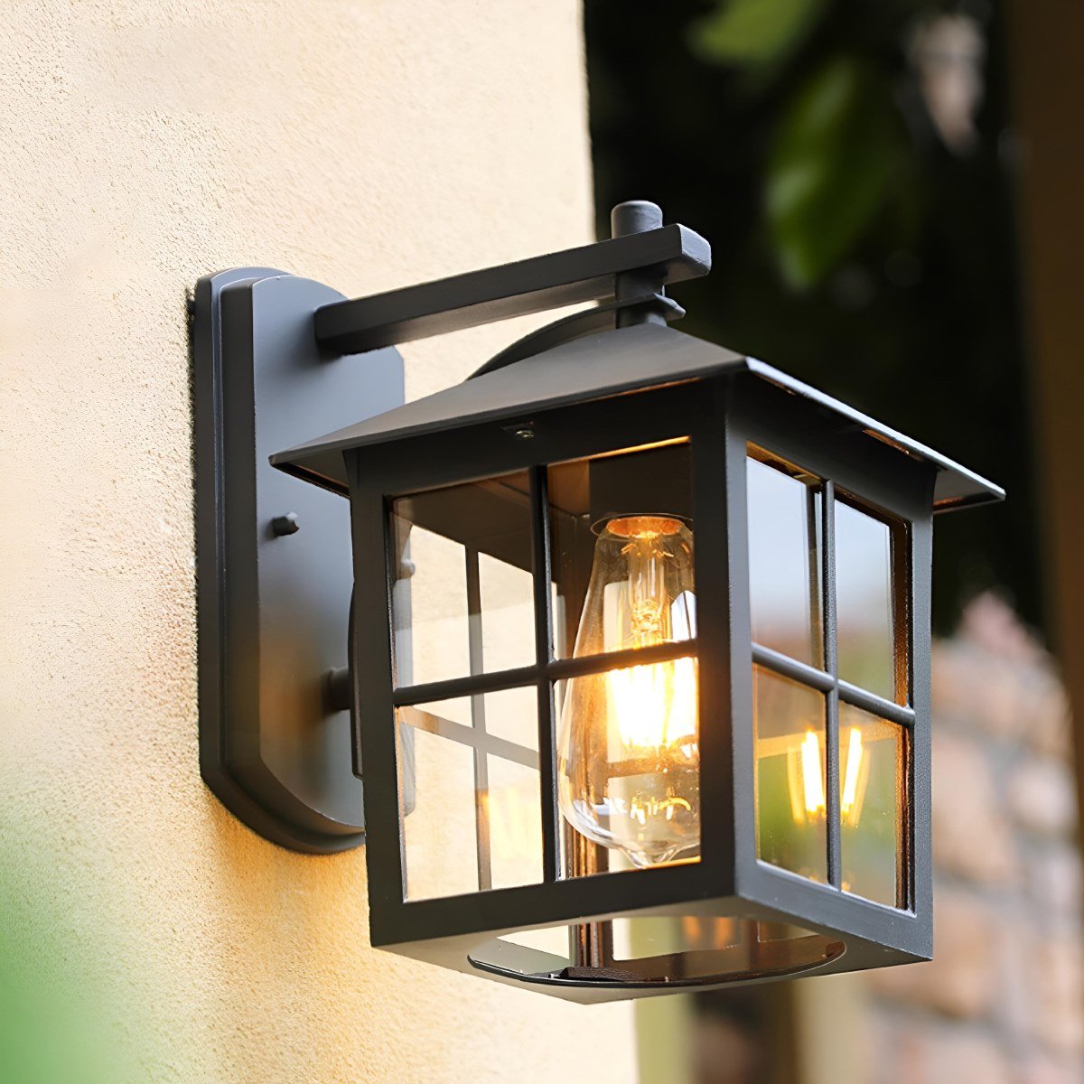 Waterproof Black Farmhouse Cross Lantern Outdoor Porch LED Wall Lights
