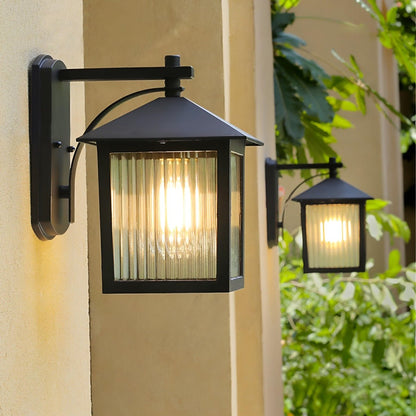Waterproof Black Farmhouse Cross Lantern Outdoor Porch LED Wall Lights