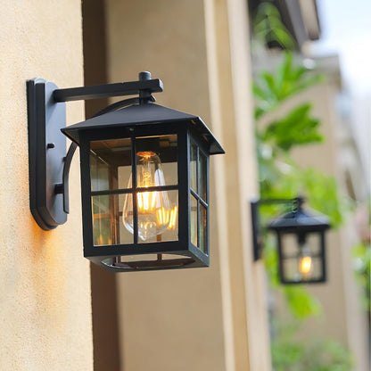 Waterproof Black Farmhouse Cross Lantern Outdoor Porch LED Wall Lights