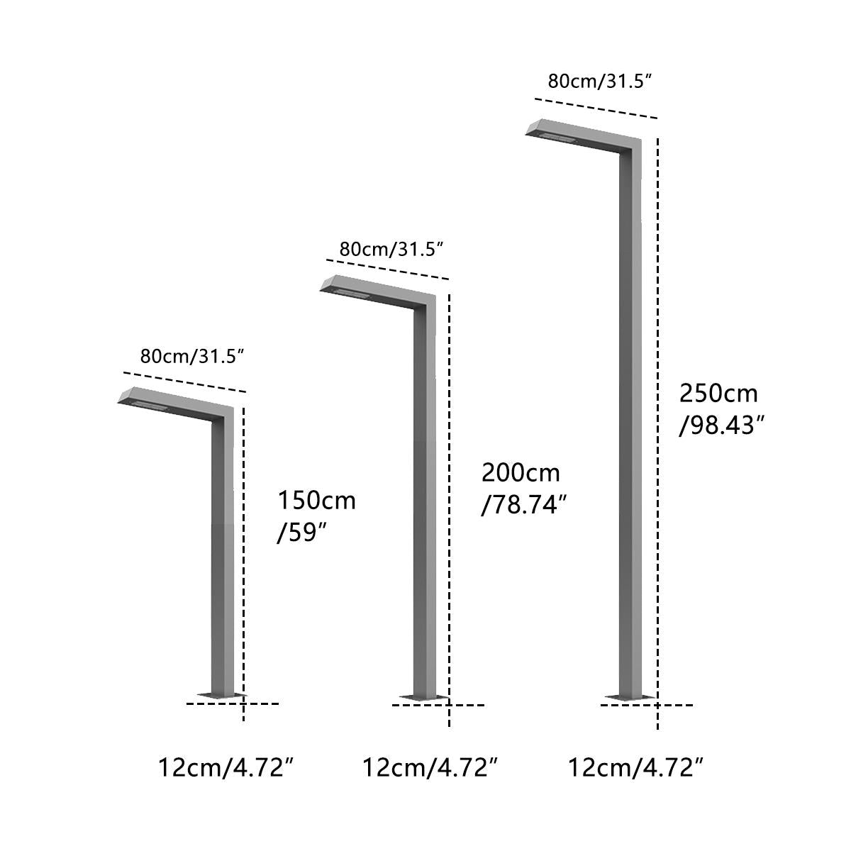 Waterproof LED Black Modern Column Outdoor Pole Street Light