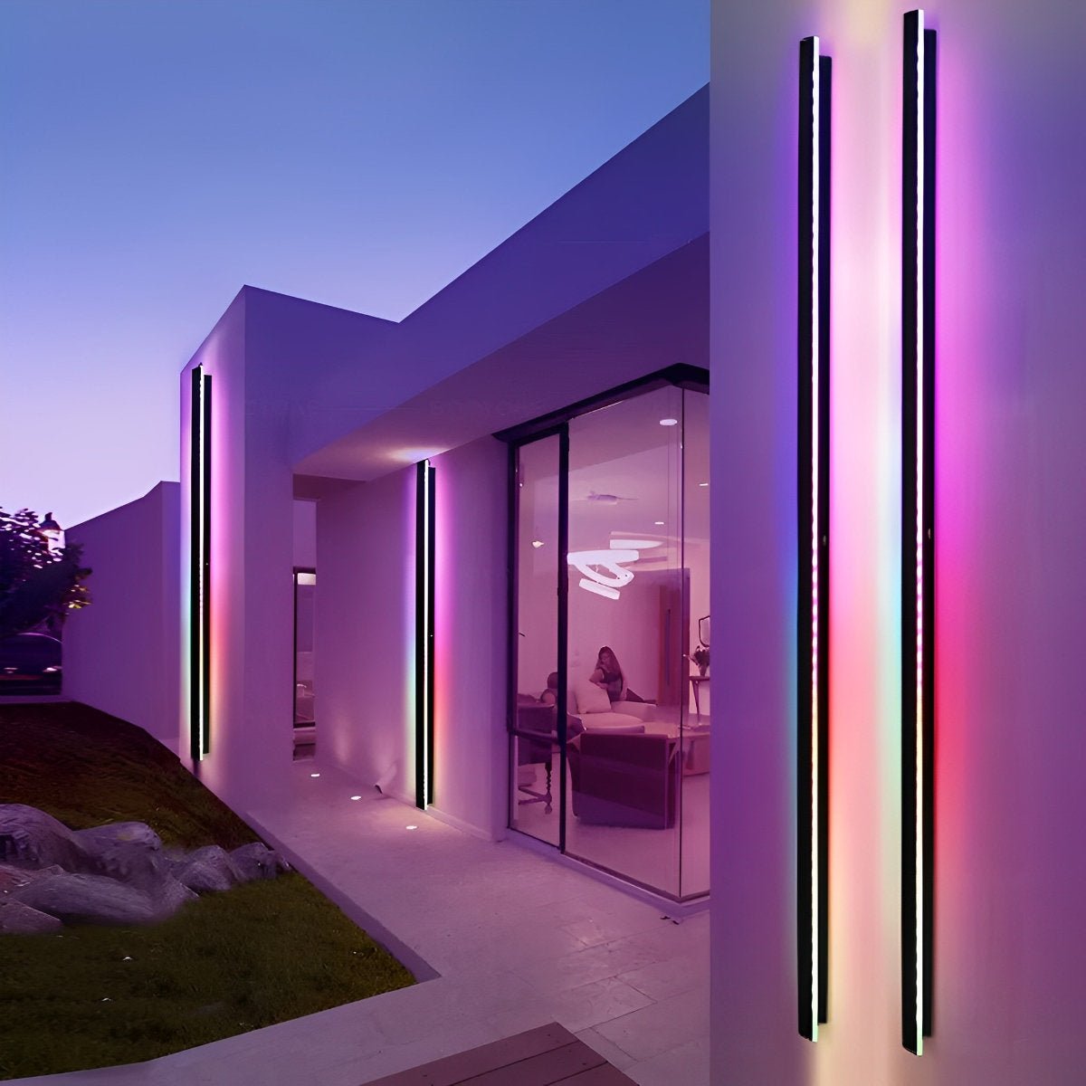 Waterproof Modern Black Long Strip LED Sconce Light Frosted Wall Light