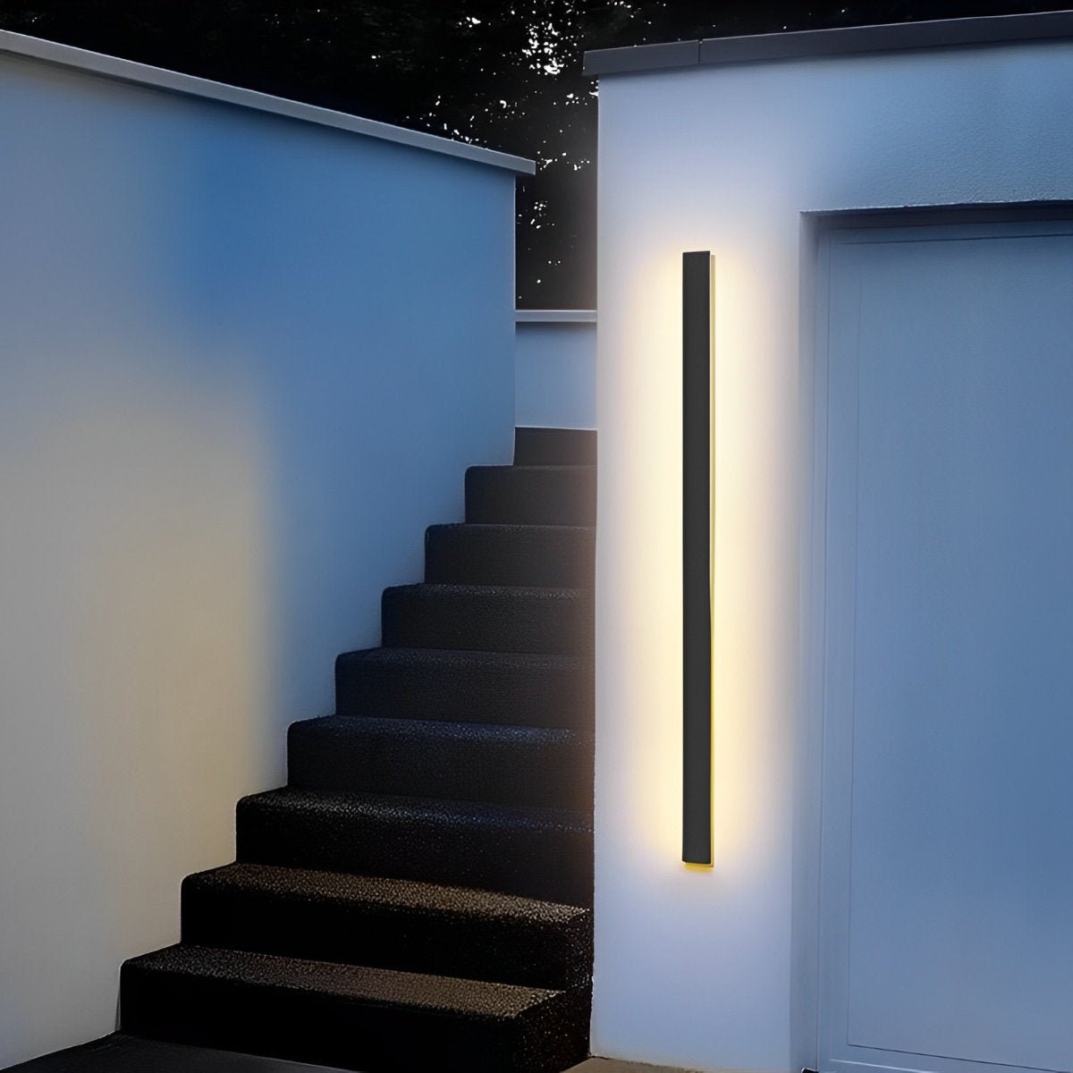 Waterproof Modern Black Long Strip LED Sconce Light Frosted Wall Light