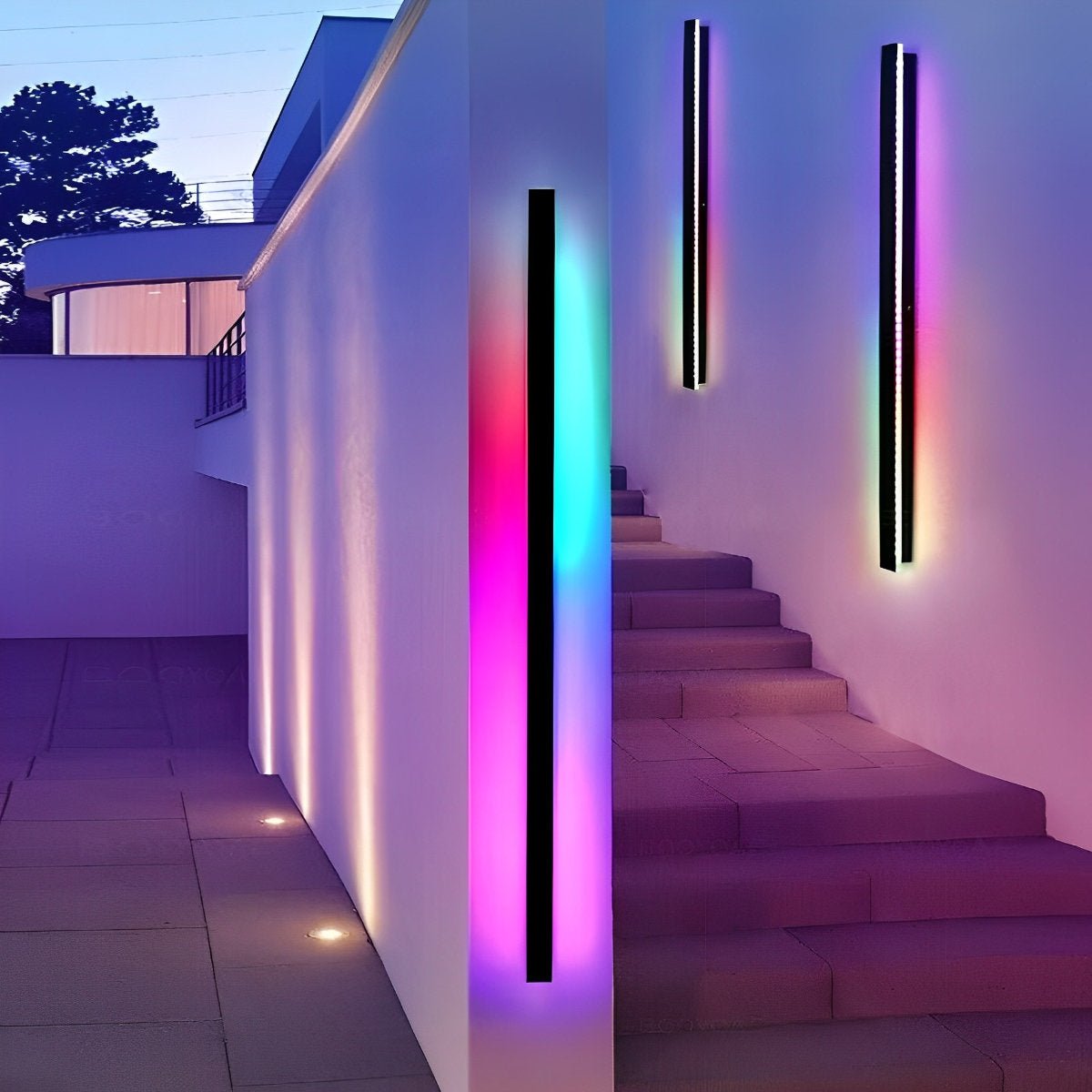 Waterproof Modern Black Long Strip LED Sconce Light Frosted Wall Light