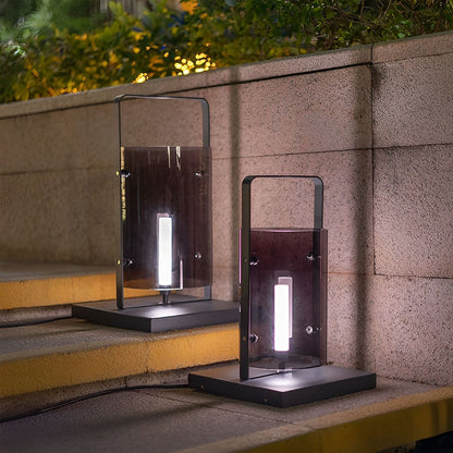 Waterproof Modern Minimalist Glass Cylinder LED Outdoor Floor Lamp