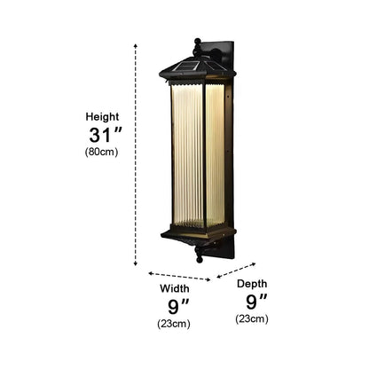 Solar Waterproof Retro Striped Glass Outdoor Wall Lights Sconce
