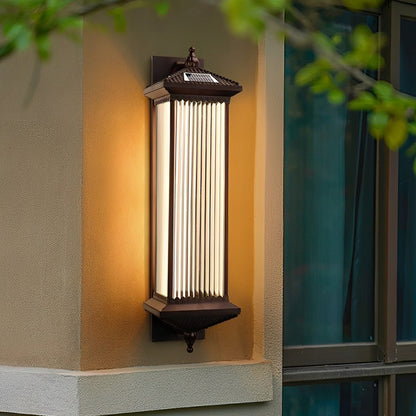 Solar Waterproof Retro Striped Glass Outdoor Wall Lights Sconce