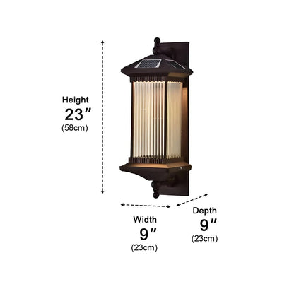 Solar Waterproof Retro Striped Glass Outdoor Wall Lights Sconce