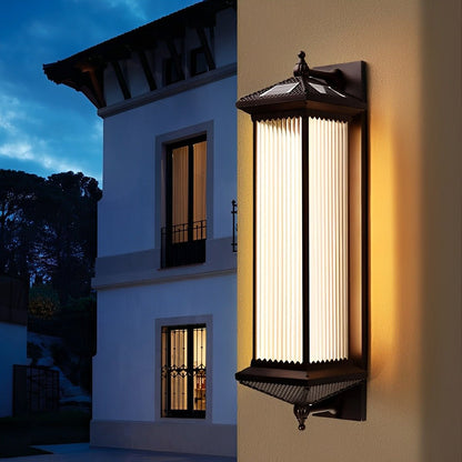 Solar Waterproof Retro Striped Glass Outdoor Wall Lights Sconce