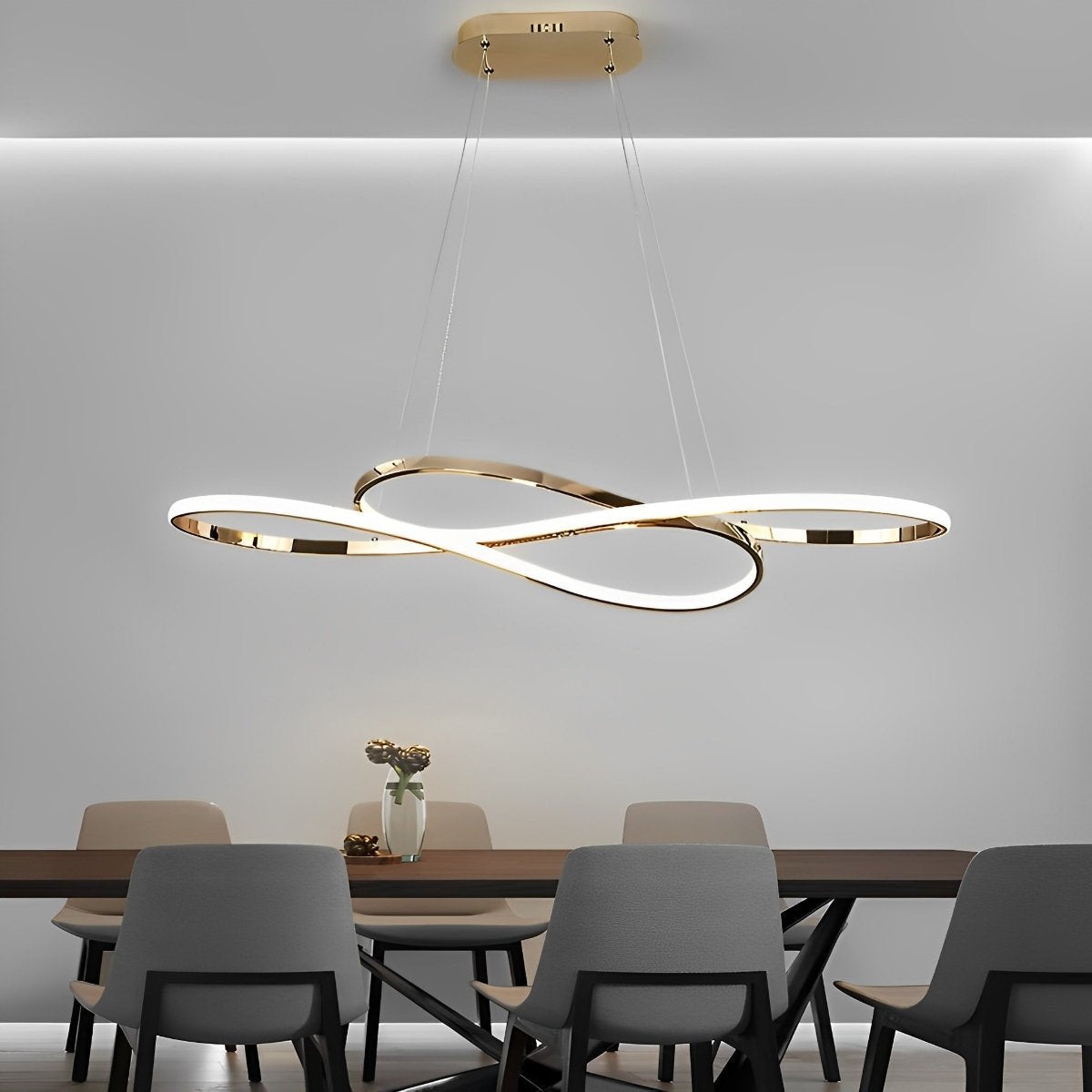Wavy Double 8-shaped LED Stepless Dimming Modern Minimalist Chandelier