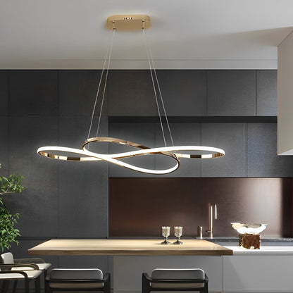 Wavy Double 8-shaped LED Stepless Dimming Modern Minimalist Chandelier