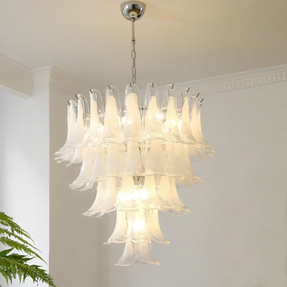 White Luxury Glass Feather Chandelier Light