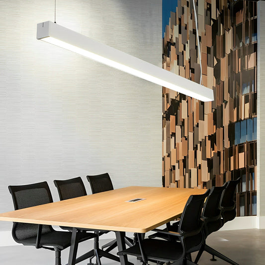 White Rectangle Strip LED Modern Recessed Hanging Linear Light