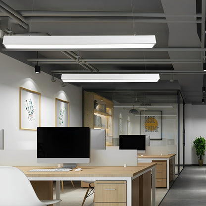 White Rectangle Strip LED Modern Recessed Hanging Linear Light